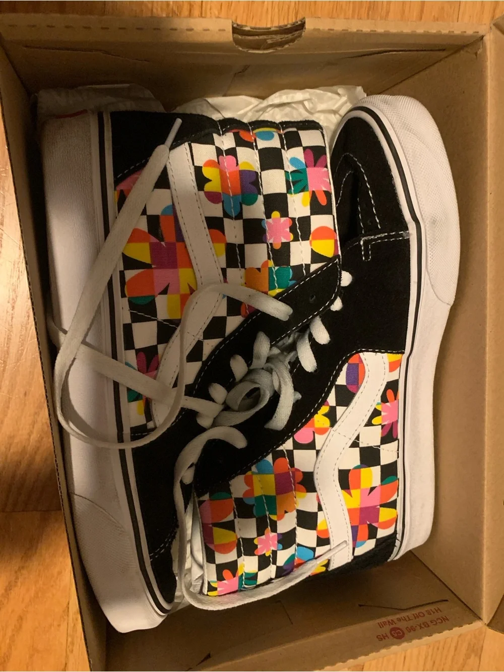 Vans Sk8-Hi Black with Multicolor Checkerboard Panels